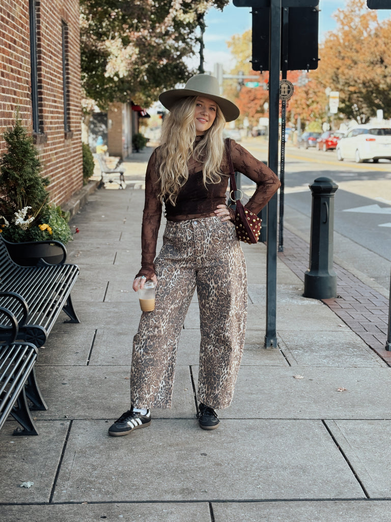Leopard Barrel Jean