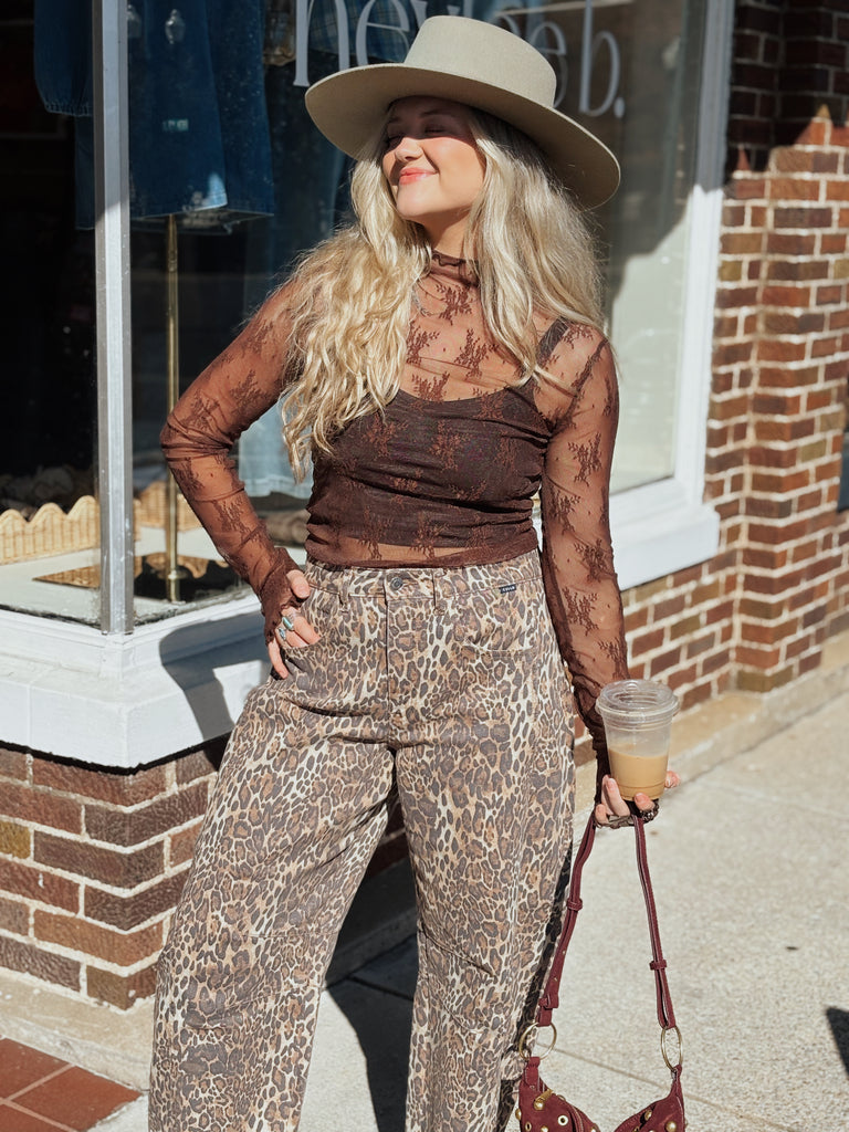 Delicate Grace Lace Top - Coffee