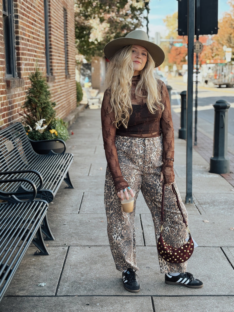 Leopard Barrel Jean
