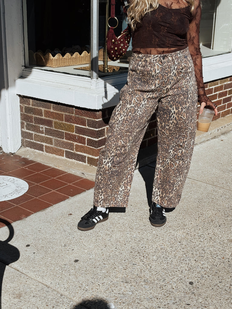 Leopard Barrel Jean