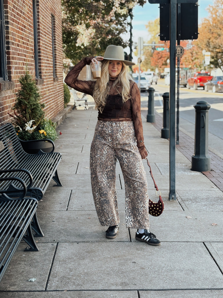 Leopard Barrel Jean