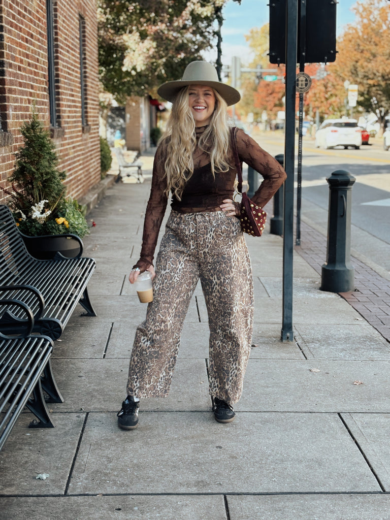 Leopard Barrel Jean