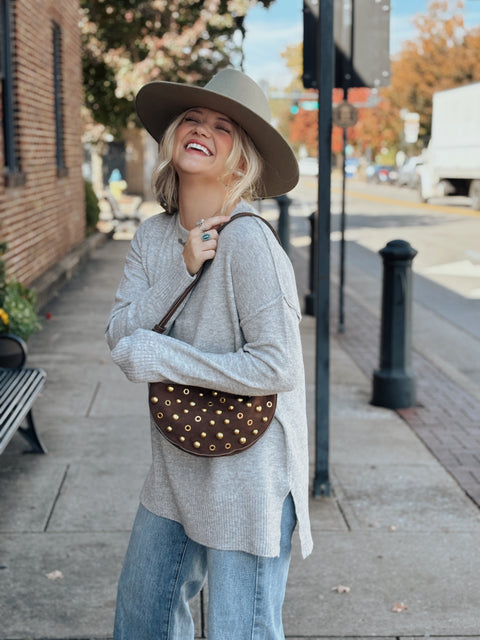 Maeve Studded Bag - Brown