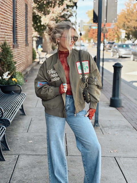 Roping Rodeo Bomber Jacket- Green