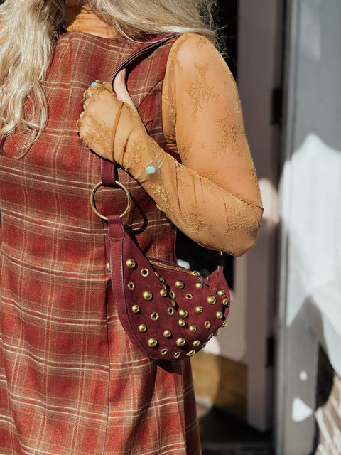 Maeve Studded Bag - Burgundy