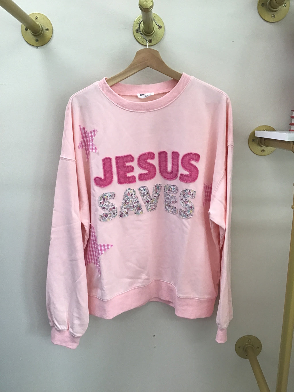 jesus saves sweatshirt - pink
