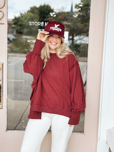 Knowing You Sweatshirt - Burgundy