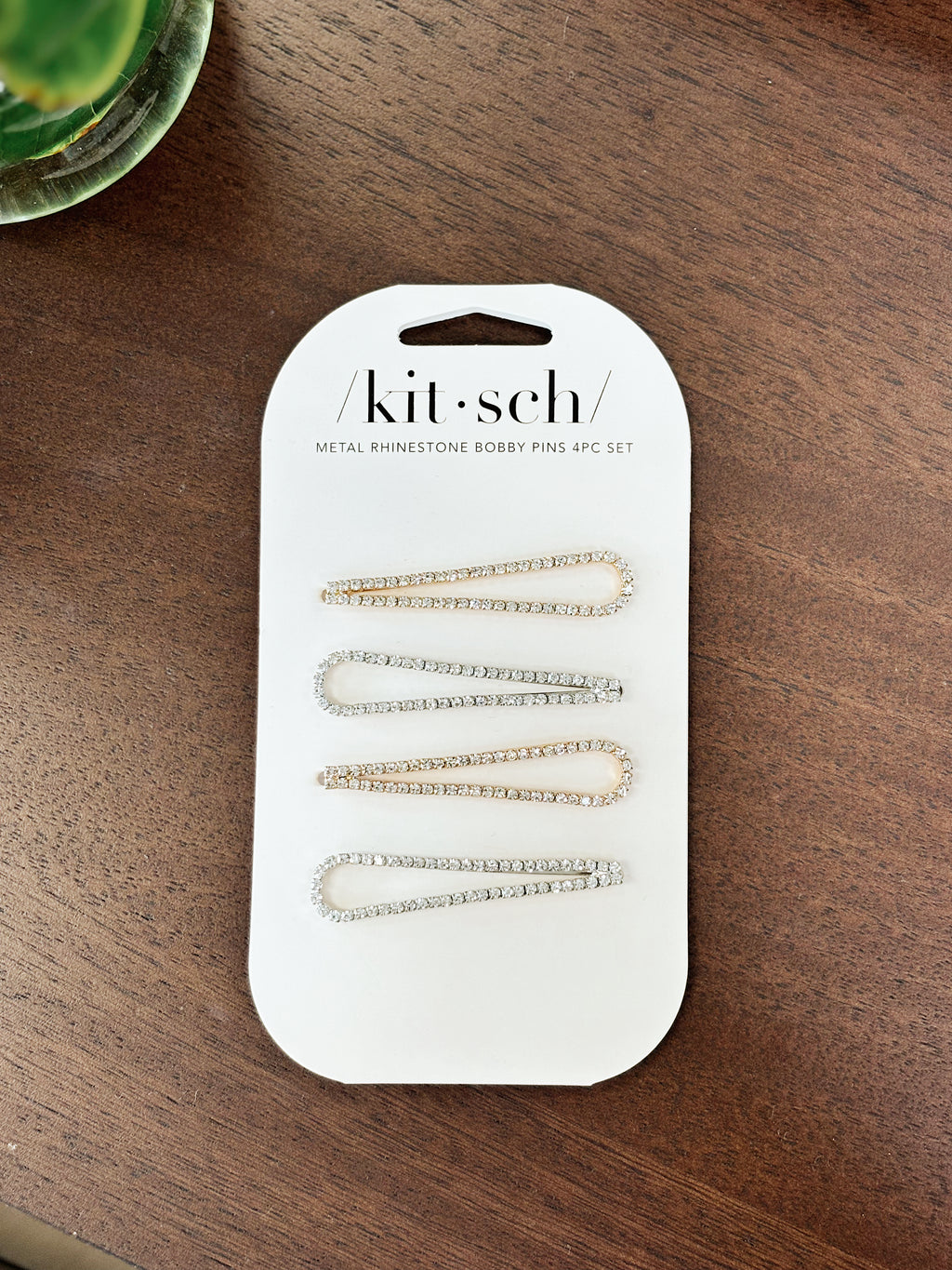 Kitsch Metal Rhinestone Drop Bobby Pins